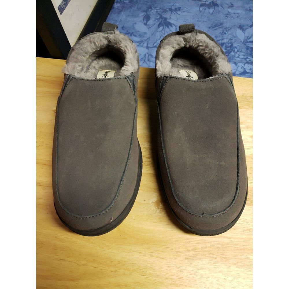 Dearfoams mens Genuine Suede Closed‎ Back Slipper, Grey, 11 US